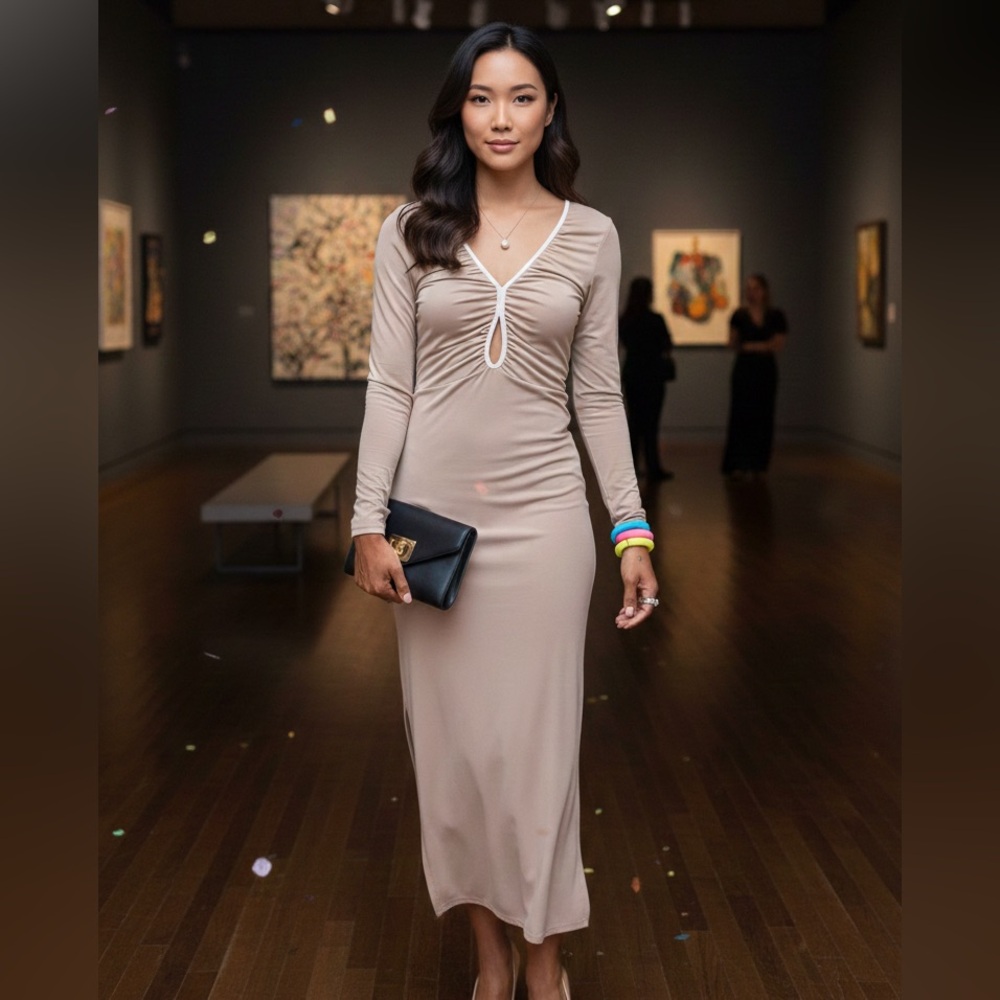 Ambercrombie & Fitch  Taupe Long Sleeve Dress